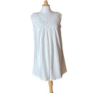 Roaman's White Cotton Sleeveless V-Neck Dress / Cover-Up, Size L